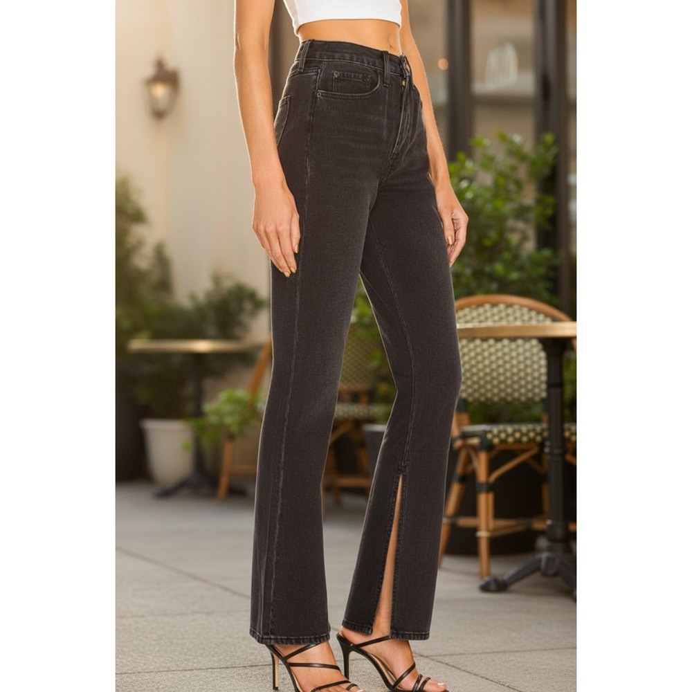 PISTOLA Revolve Alexa High Rise Slim Flare Black Sky Split‎ Hem Jeans 29x33 $178